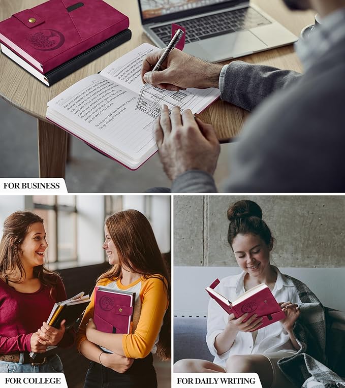 Lined Journal Notebook for Men, A5 Leather Journals for Writing Women, Hardcover Notebooks for Work,School,Note Taking,Travel,Business,Personal daily Diary,200 Page College Ruled (5.9" x 8.4")