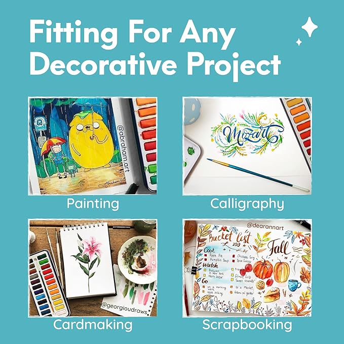 MozArt Supplies - Watercolor paint set 51 Vibrant Colors + accessories - For beginners & professionals