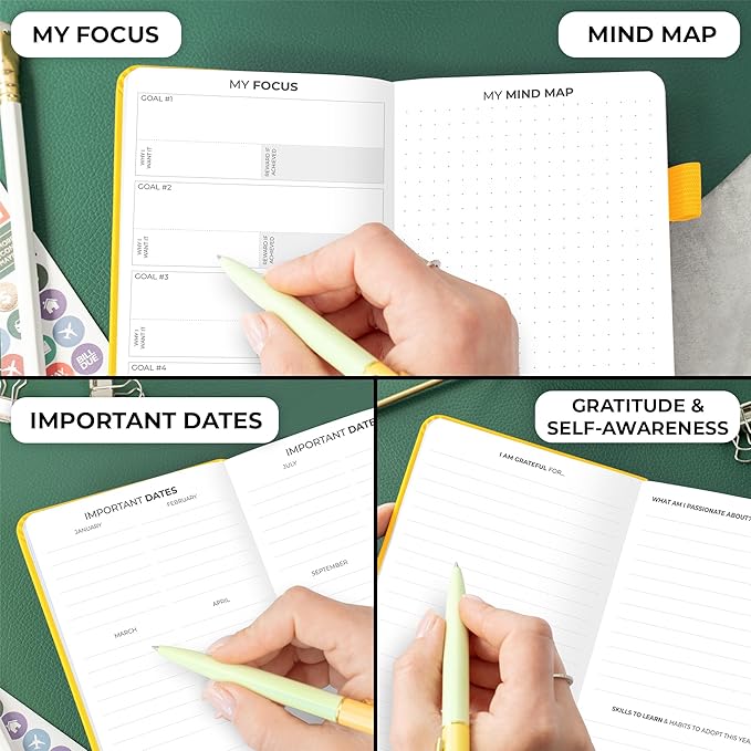 Clever Fox Pocket Planner Weekly – Undated Monthly Goal Planner and Calendar, Mini Planner Perfect for Purse, 3.7x6.7" (Amber Yellow)