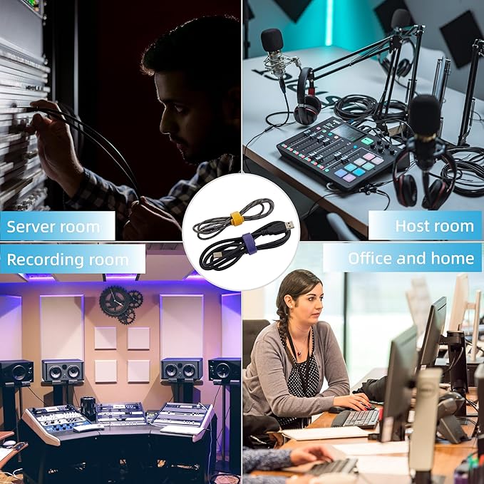 120 PCS Reusable Cable Ties with Hook and Loop, Multi-purpose Adjustable 8 Inch Cable Management Wire Ties Cable Straps for Organizing Home, Office and Data Centers (Black)