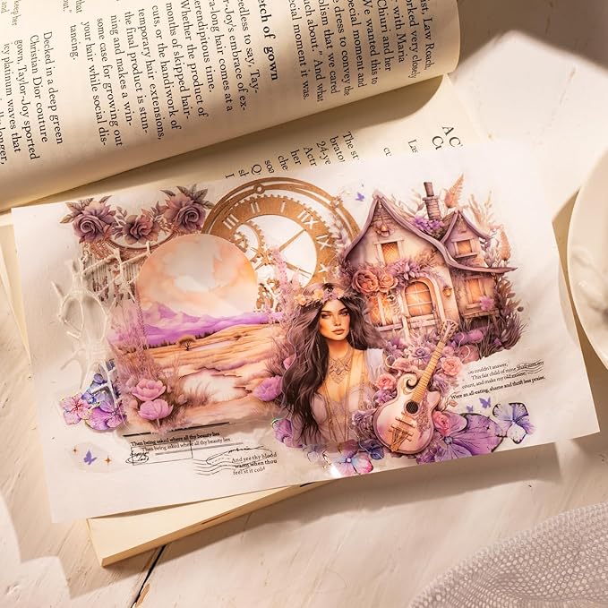 180Pcs PET Scrapbook Stickers, Bohemian Designs for Scrapbooking DIY Crafts Waterproof Journaling Supplies Junk Journal Ephemera with Storage Organizer