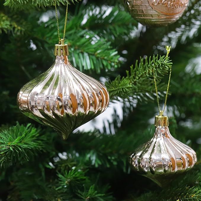 Christmas Ornaments Set with 36pcs Shatterproof Christmas Tree Decorations Multi-Size Christmas Ball Ornaments with 7 Styles Champagne