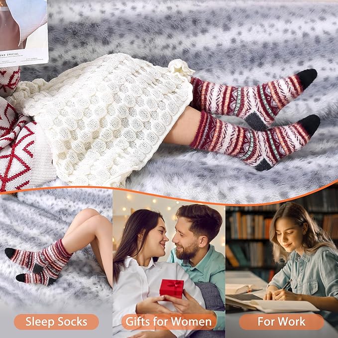 5 Pairs Fuzzy Soft Cozy Comfortable Socks for Women, Casual Sleep Comfy Socks, Perfect Warm Winter Gifts for Women