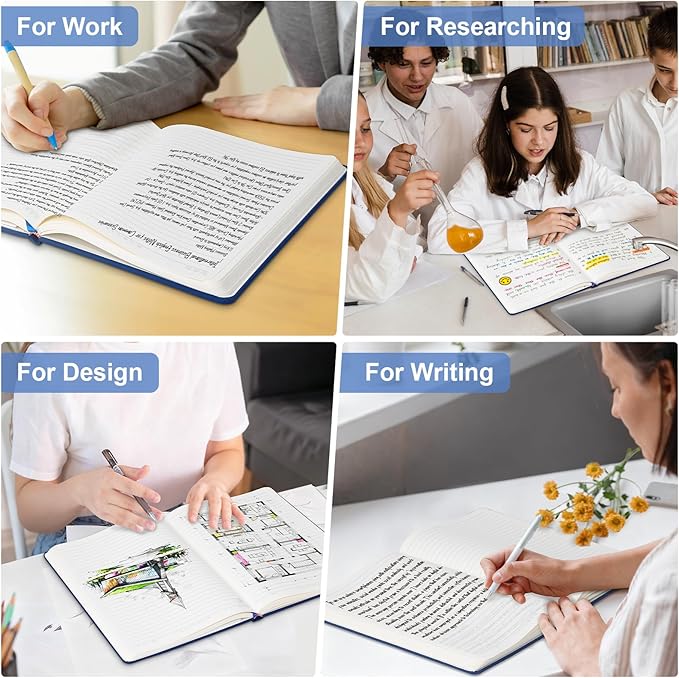 COMIX B5 Lined Journal Notebooks, 240 Pages, 6.9 x 9.8 Inches, Navy Blue, Hardcover Journaling Notebooks for Men & Women- Fits for Office, Business, School, Notes Taking & Writing