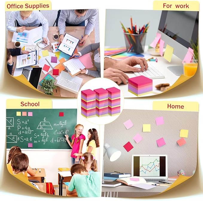 Fainne 120 Pack Sticky Notes Bulk Back to School Supplies Self Stick Note Pads Paper Memo for Office First Day of School Student Teacher Essentials (3x3 Inch,Vivid Color)