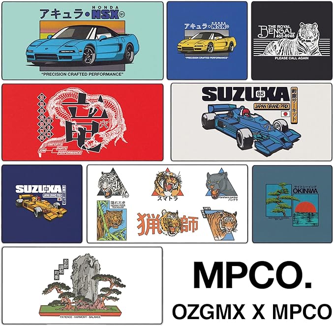 MPCO. OZGMX Large Gaming Desk Pad - 36" x 17" Duraglyde Fabric Royal Bengal White Desk Mats - Non-Slip, Washable, Smooth Glide for Precision Gaming & Work