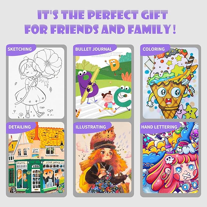 Dual Tip Markers, Double Brush Art Markers Set with Fine Tip and Brush Tip for Adult Coloring Book, Hand Lettering, Calligraphy & Drawing, Art Supplies Kit for Kids and Adults (100 Colors)