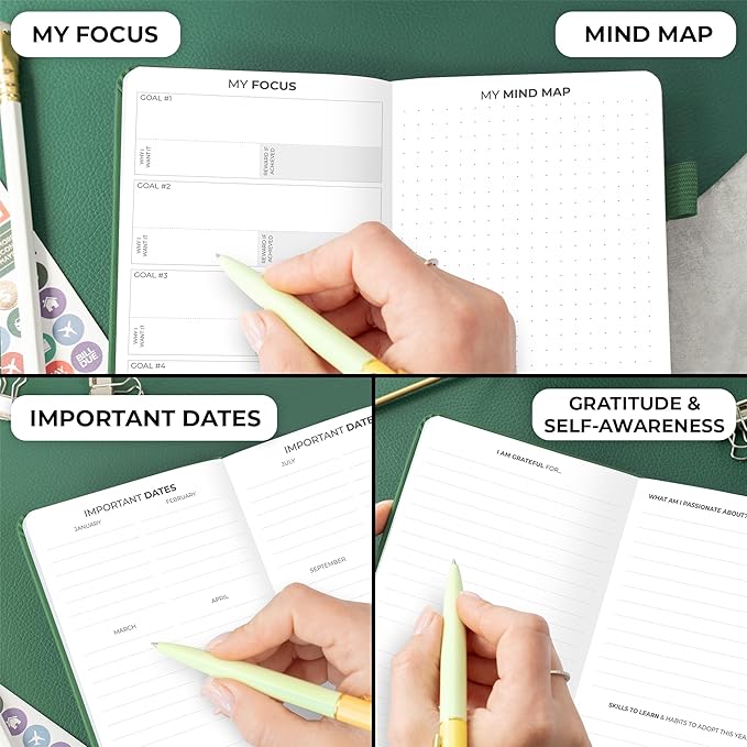 Clever Fox Pocket Planner Weekly – Undated Monthly Goal Planner and Calendar, Mini Planner Perfect for Purse, 3.7x6.7" (Forest Green)