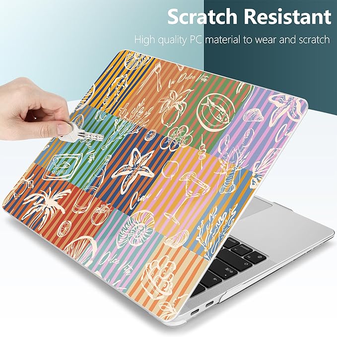 DONGKE for MacBook Air 13 Inch Case 2021-2018, Compatible with A2337 M1 A2179 A1932 Support Retina Display & Touch ID, Hard Shell Plastic Cover with Keyboard Skin - Italy Mood