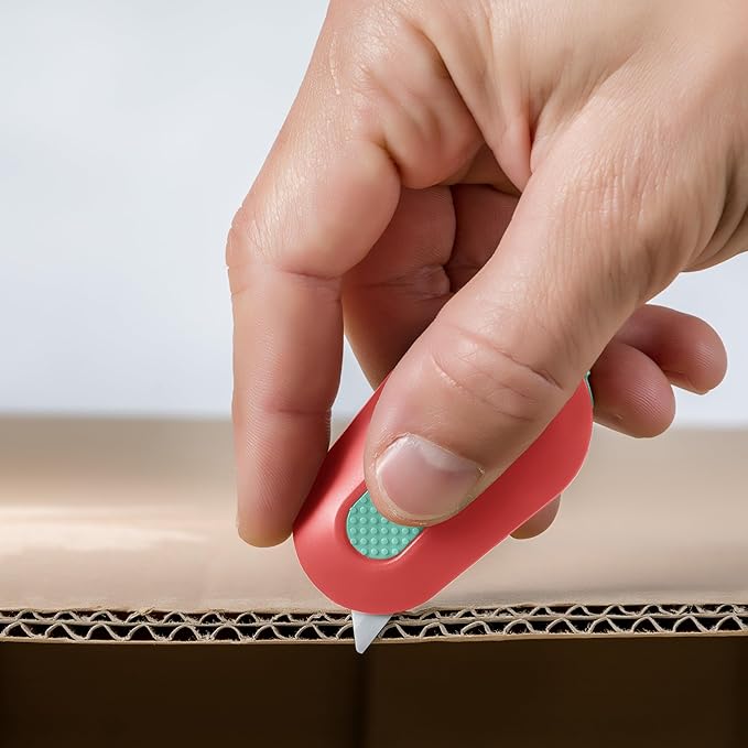 Slice Mini Box Cutter | Manual Retracting | Safe Ceramic Box Cutter Lasting 11x Longer than Metal | Box Opener | 1 Pack | Orange