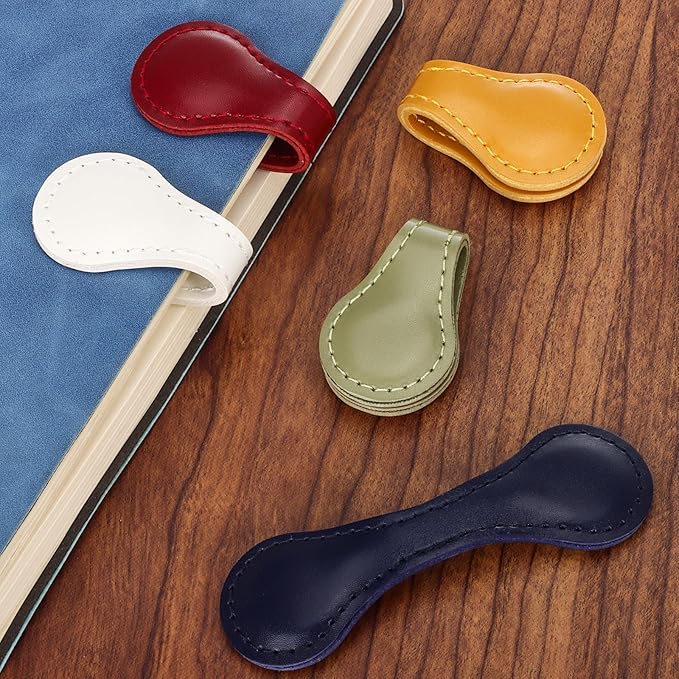 Magnetic Leather Bookmark, 12 Pcs Colorful Leather Magnet Book Marks Page Markers Retro Magnet Bookmark Clips Reading Supplies Gift for Reading Men Women Book Lovers (Vintage)