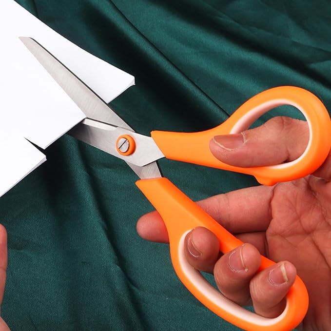 Scissors Bulk, Rkqoa 8" Scissors All Purpose 6 Pack Set- Comfort-Grip Sharp Shears for Office School Sewing Craft, Back to School Supplies, Classroom Must have, Teacher/Class Everyday use