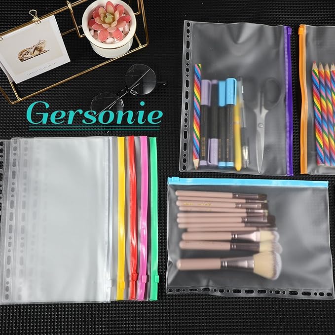 40 Pieces Multi-Ring Binder Zipper Pouch, 19 Hole Binder Pockets with Zipper Bulk Binder Folders Plastic Binder Pouch Loose Leaf Bags Waterproof PVC Document Filing Bag(Colorful, B5)