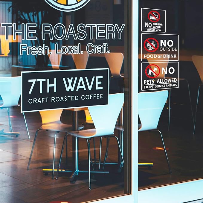 No Outside Food or Drink Sign for Business Sign 10x8 Inch Sticker Vinyl Window Door Signs Waterproof UV Proof Decal 2 Pack