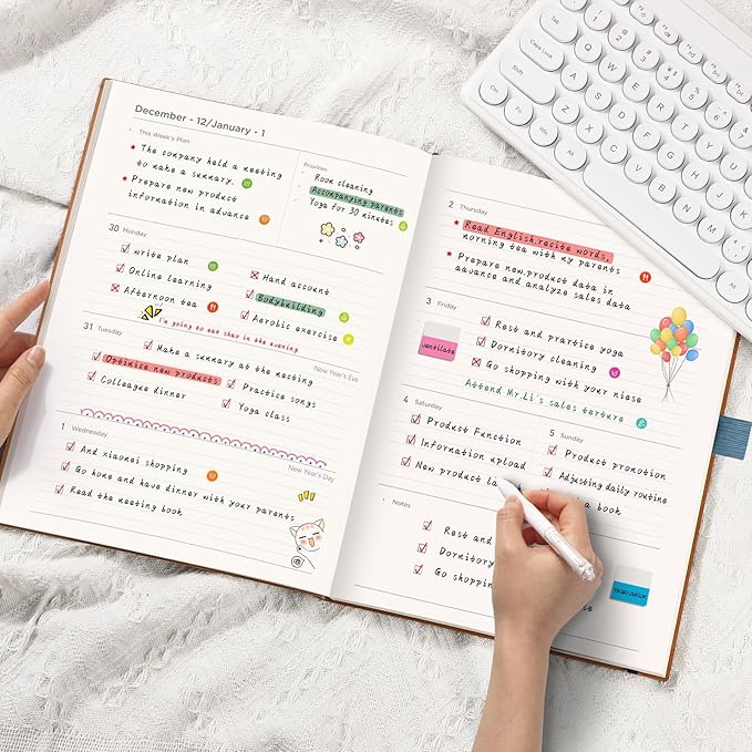 AHGXG 2026 Planner, Weekly and Monthly, Large A4 8.5"x11", Planner 2026-2027, Calendar 15-Months Jan 2026 - Mar 2027, Vegan Leather Softcover, Inner Pocket, Gray Blue