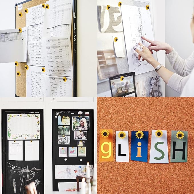 40Pcs Sunflower Push Pins Flower Cork Board Tacks for Feature Wall Photo Wall Bulletin Board