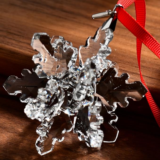 Annual Edition 3D Ornament 2025,Christmas Tree Ornaments Crystal Sun Catcher Home Hanging Decor (3D-Clear)