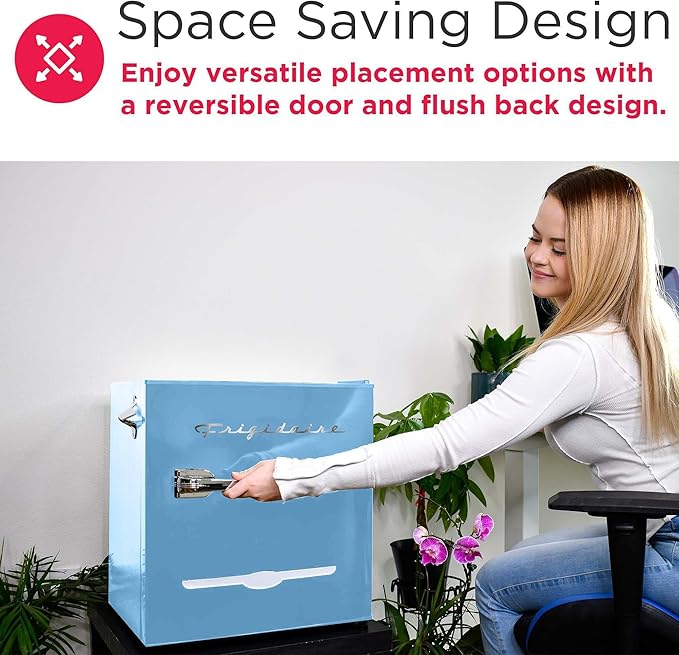 Frigidaire EFR176 1.6 cu. ft. Retro Bar Fridge with Side Bottle Opener (Blue)