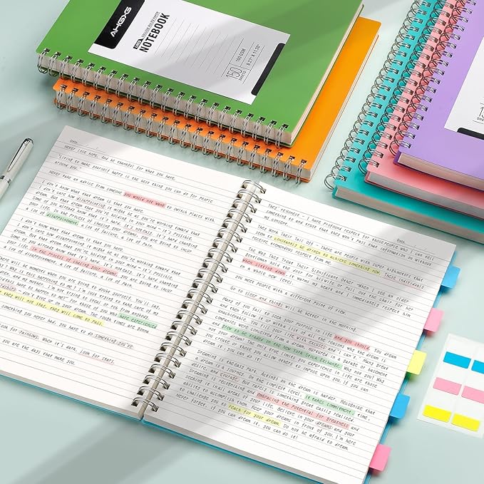 AHGXG Spiral Notebook 8.5" x 11" - Large Spiral Journal A4 Notebook College Ruled, 300 Pages Writing Journal for Work, 100GSM Thick Paper, Plastic Hardcover, for Women Men Office School, Lake Blue