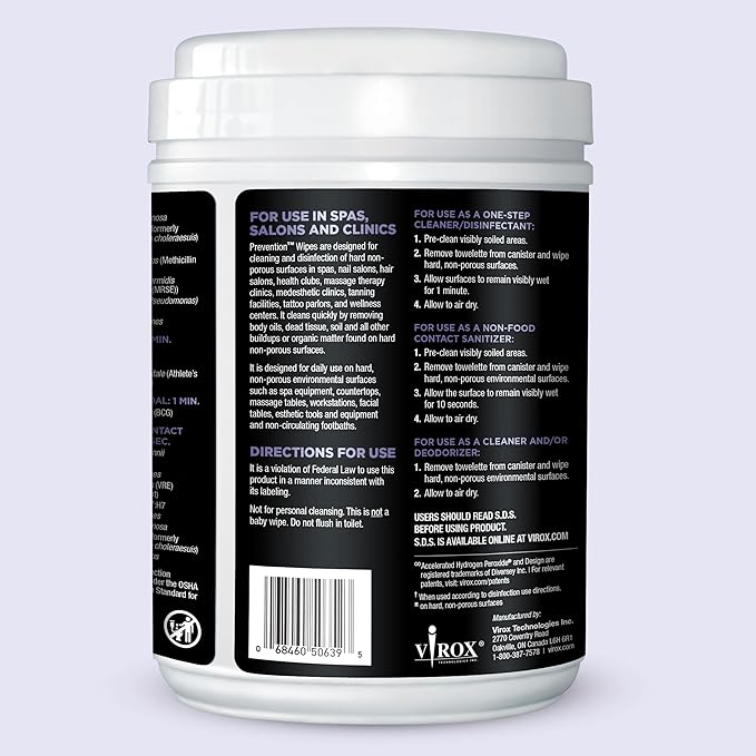 Prevention All Purpose Disinfectant Wipes – Canister of Cleaning Wipes for Salons, Spas, Wellness Centers and Yoga Studios – Hospital Grade Surface Sanitizing – 160 Count