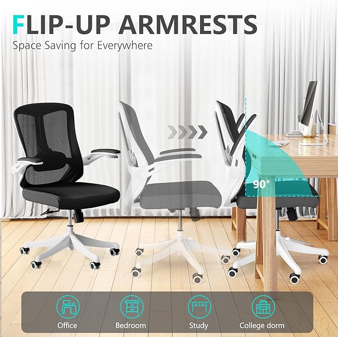 Mesh Office Chairs, High Back Ergonomic Office Chair with Lumbar Wide Comfty Compute Desk Chair for Home & Office Bedroom Study Student (Black)