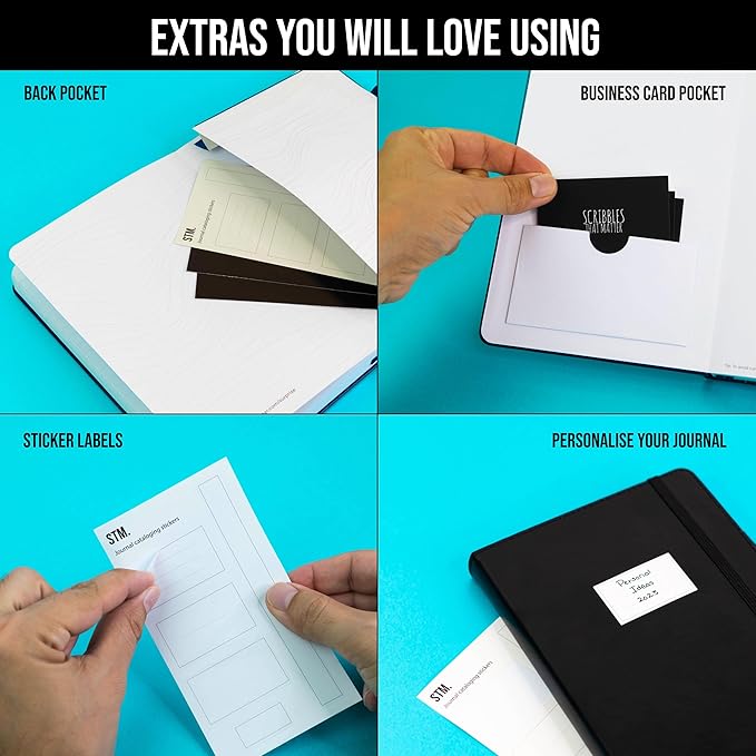 Scribbles That Matter A5 Bullet Dotted Journal Notebook | Vegan Hard Cover, 120gsm bleedproof thick paper, 150 pages, 5.75 x 8.5in, 2 bookmarks, tab stickers, penloop | For Work | Brown