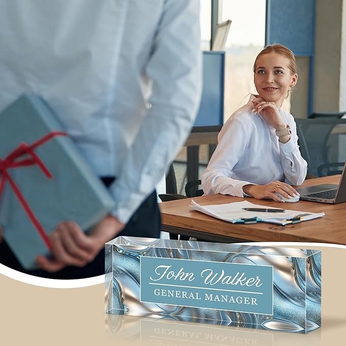 Ship Next Day Personalized Name Plate for Desk, Custom Acrylic Desk Name Sign, Office Appreciation Gifts for Women Men Coworkers Boss Teacher Employee