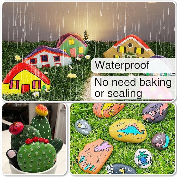 White and Black Permanent Markers Paint Pens - 6 Pack Oil Based Paint Markers, Medium Tip, Quick Drying Pens for Wood, Metal, Rock Painting, Mugs, Canvas, Clothes, Plastic Marking