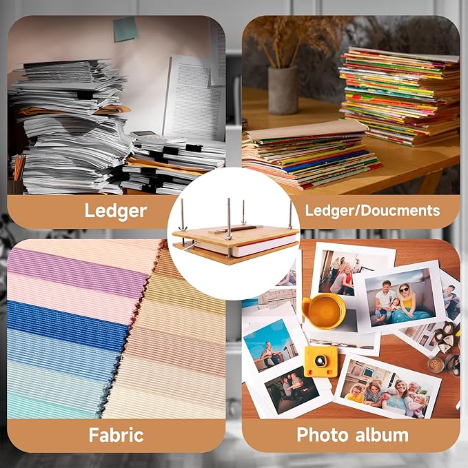 GeryVtee Wooden Book Press 9.8x7.87 inch Large Bookbinding Press Portable Binding Machine with Handle Easy Assemble Books Binding Tools for Craft Enthusiasts (Burlywood)