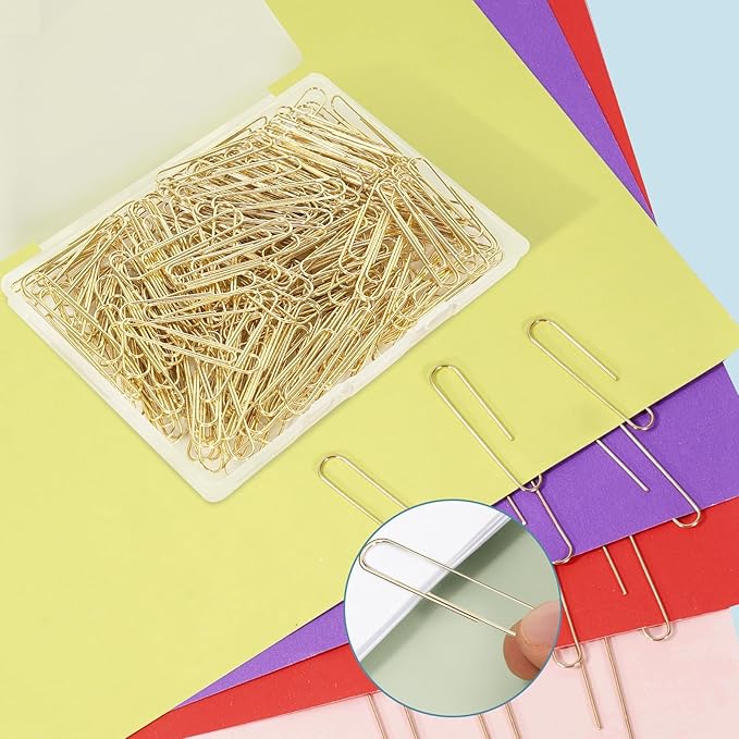 Jumbo Paper Clips, 200pcs 2 Inch Paper Clip, Large PaperClips, Stainless Steel, Paperclip for Paperwork Office School Home and Personal Use (Golden)