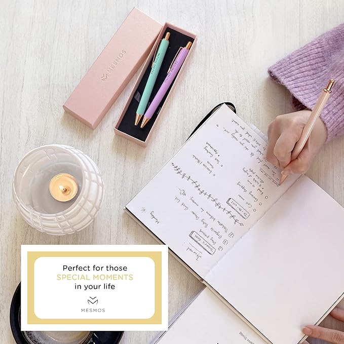 MESMOS 3pk Thank You Gifts for Women, German-Made Ink Fancy Pen Set for Women, Teacher Appreciation Gift, Nice Cute Pens, Boss Lady, Office Coworkers, Metal Ballpoint Pens