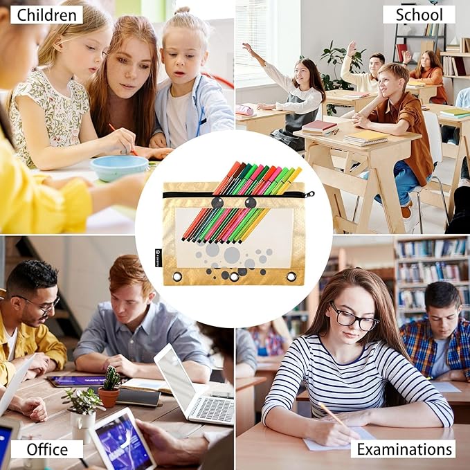 ZAZYXTJ Custom Personalized Bubble Tea Print Binder Pencil Pouchs 3 Ring with Zipper Clear Window Office Organizers bag for School Students Teacher Supplies 2 Pack