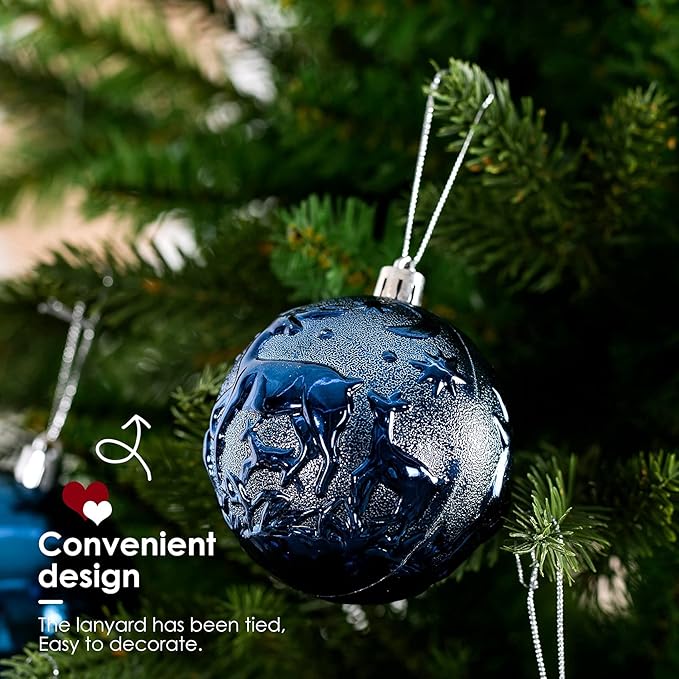 Senjie Night Blue Shatterproof Christmas Ornaments, 32pcs Set, Traditional Style, Plastic Material, Christmas & Wedding Occasion