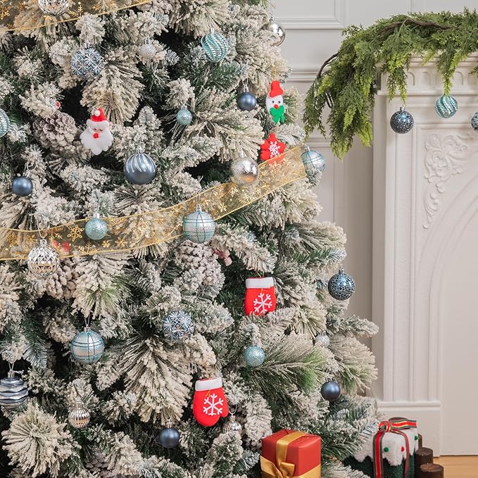 100ct Christmas Ball Ornaments Set, Blue and Silver Shatterproof Hand-Painted Hanging Baubles Decoration Bulk for Xmas Tree, Wreath, Garland, Home Holiday Decor