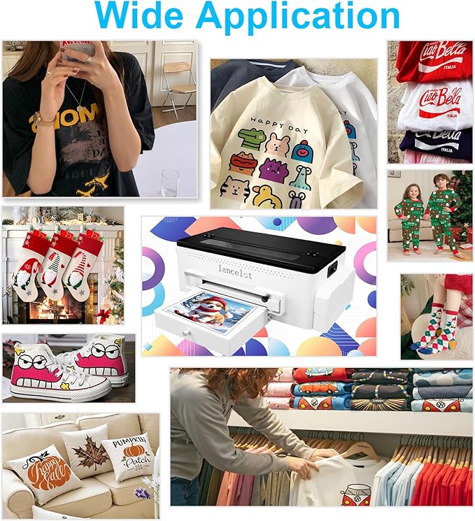 Lancelot A3 L1800 DTF Printer,T Shirt Maker Machine with Roll Feeder,DTF Laptop,White Ink Circulation,Fabric Transfer Printing Machine for Small Business(Printer+Software+Computer+Consumables)