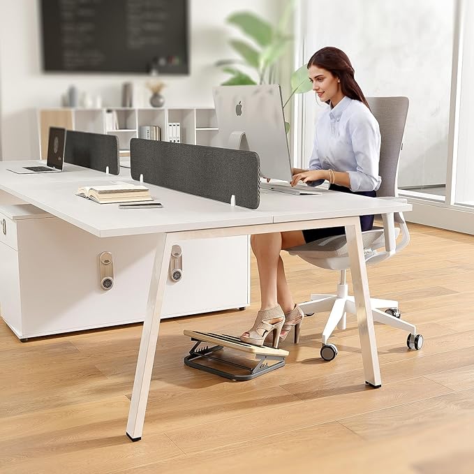 Foot Rest for Under Desk at Work, Ergonomic Wooden Desk Foot Rest with 7 Adjustable Angles, Anti-Slip Footrest Comfortable Foot Stools for Office Leg Rest, No Assembly