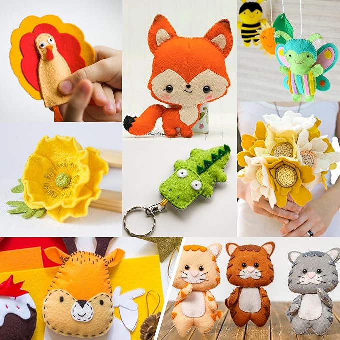 XSEINO 13 Rolls 8"x35" 1.4mm Thick Soft Felt Fabric Sheet 13 Assorted Yellow Series Colors Felt Pack for DIY Craft Sewing Squares Nonwoven Patchwork