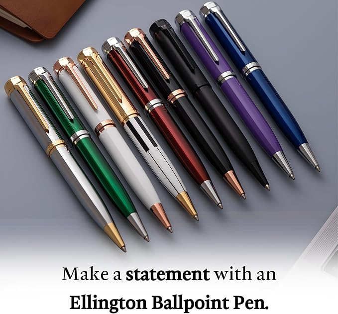 Ellington Pens Luxury Ballpoint Pen ā Premium Quality, Smooth Writing Experience, Elegant Design, Includes 2 Ink Refills (Black & Blue) ā Ideal for Professionals and Gift Giving