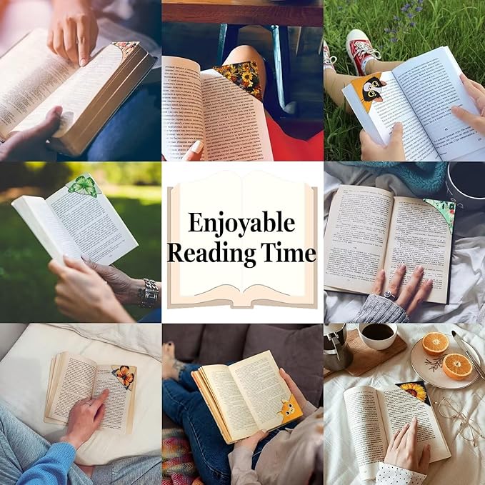 Funny Cat Bookmarks, Personalized Leather Book Marks Clip Set of 4,Cute Corner Page Book Accessories for Women, Kids, Teachers Students Book Lovers Reading,for School Office Home Supplies