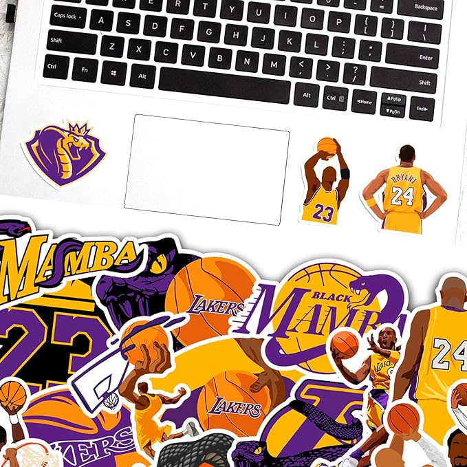 30 PCS Los Angeles Vinyl Lakers Basketball Star Stickers for Water Bottle, Laptop, Bicycle, Computer, Motorcycle, Travel Case, Car Decal Decoration Sticker Graffiti Decals