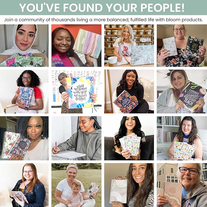 bloom daily planners HARDCOVER 2026 Planner (January to December) - A5 Task Goal Organizer - Monthly & Weekly Inspirational Agenda Book - 5.5" x 8.25" - Linen, Pink