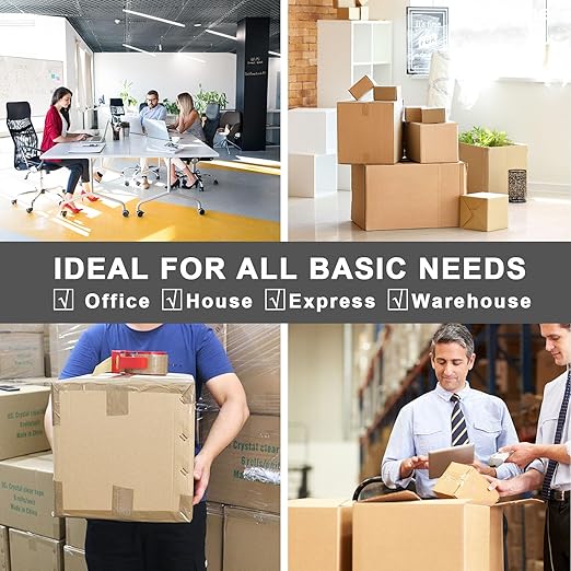 BOMEI PACK Brown Packing Tape with Dispenser, 2.4 Mil 1.88 Inch x 60 Yards, 6 Refills Rolls Packaging Tape for Moving, Shipping and Storage