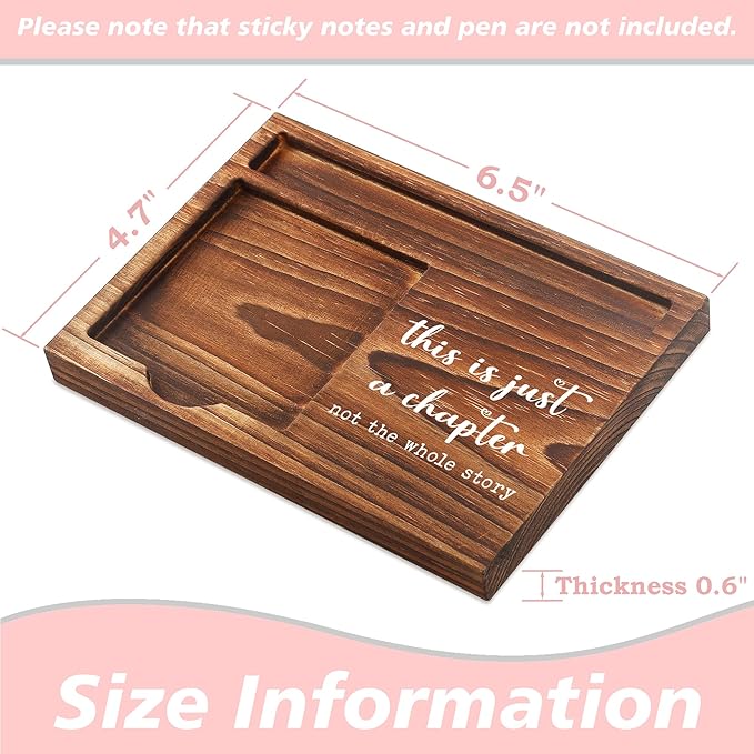 Inspirational Sticky Note Holder Wooden Notepad & Pen Holder 6.5" x 4.7" Positive Vibes Sticky Note Pad Holder Dispenser for Desk Affirmations Motivational Gifts, NPA252
