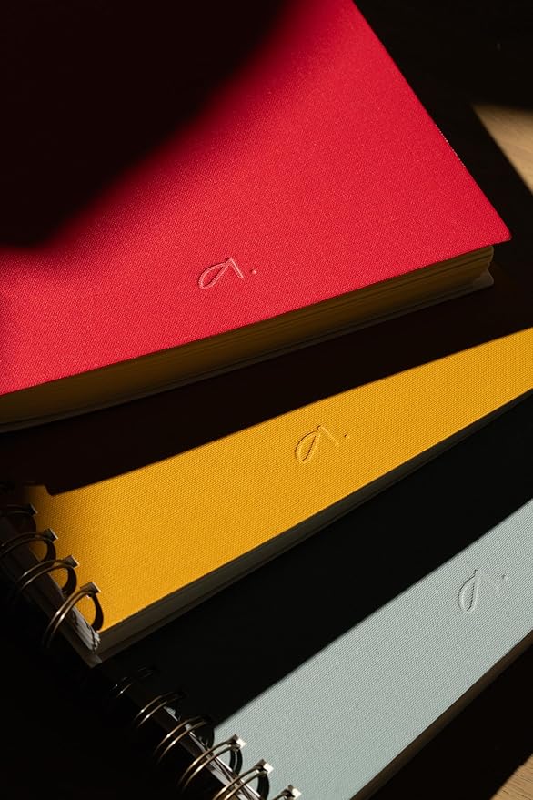 Anecdote 2025 Planner (8.5" x 10") Daily Planner Weekly Monthly Planner - 52 Weeks w/Library Buckram Cover, Brass Spiral - A4 Size Bleed-Resistant Paper – Red