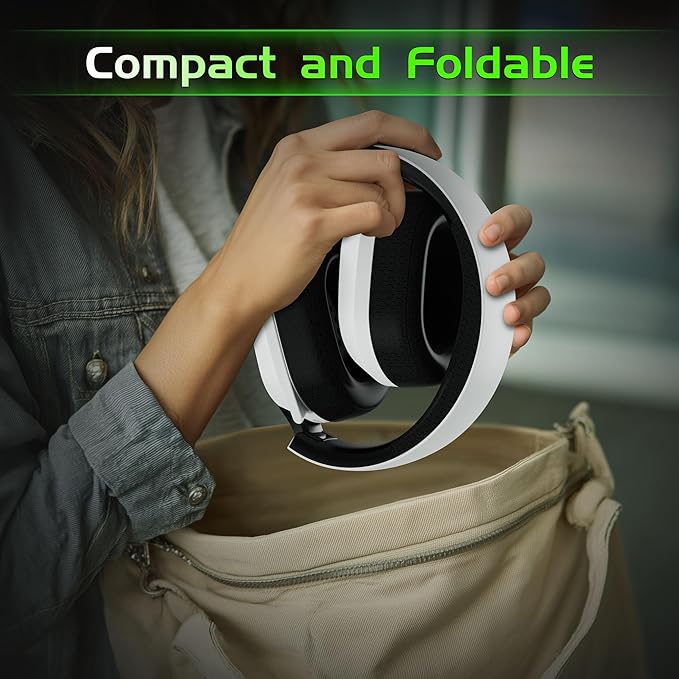 Wireless Gaming Headset for Xbox Series X/S, Xbox One, PS5, PC, Mac, Bluetooth 6.0 Gaming Headphones with Flip-to-Mute Noise-Canceling Mic, Foldable, 3D Surround Sound, 45H Battery - White