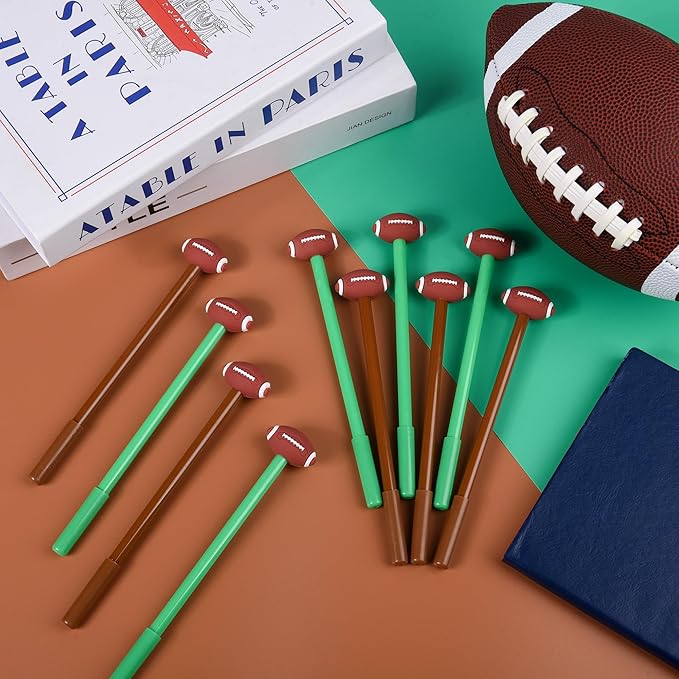 LiYiQ 50 Pcs Football Cartoon Cute Fun Pens for Kids Kawaii FootballShape Gel Black Ink Pen Cute Football Pens for School Office Home Student Kids Present