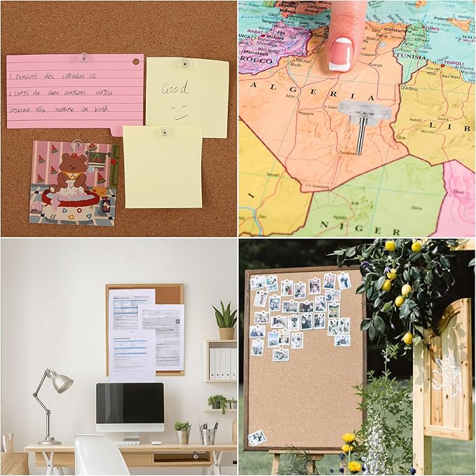 300Pcs Clear Push Pins,Flat Thumb Tacks for Bulletin Board,Plastic Head with Steel Point Thumb Tacks for Wall Cork Board