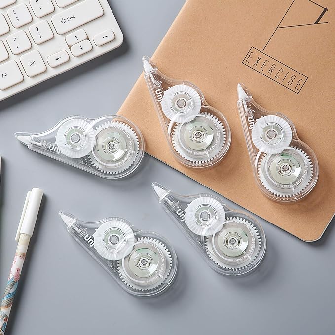 White Correction Tape, Fast Clean and Easy to Use Tear-Resistant Tape, For school Supplies, Office (12pack, 5M/196, Tape Width 0.2in)