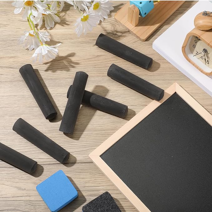 Fulmoon 40 Pcs Jumbo Sidewalk Chalk for Kids Outdoor Art Non Toxic Large Washable Street Chalk for Adults Drawing Painting Classroom(Black,Round Style)