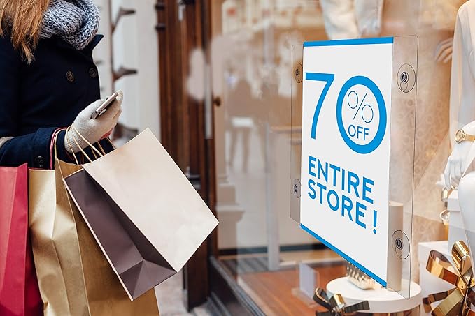 Adir Acrylic Sign Holder – Window Sign Holder with Suction Cups for Advertising and Promotion, Wall-Mount Display Frame, Clear Sign Holder Stand for Glass, Mall, Restaurants, Office - 12 Pack (8.5x11 Inch)